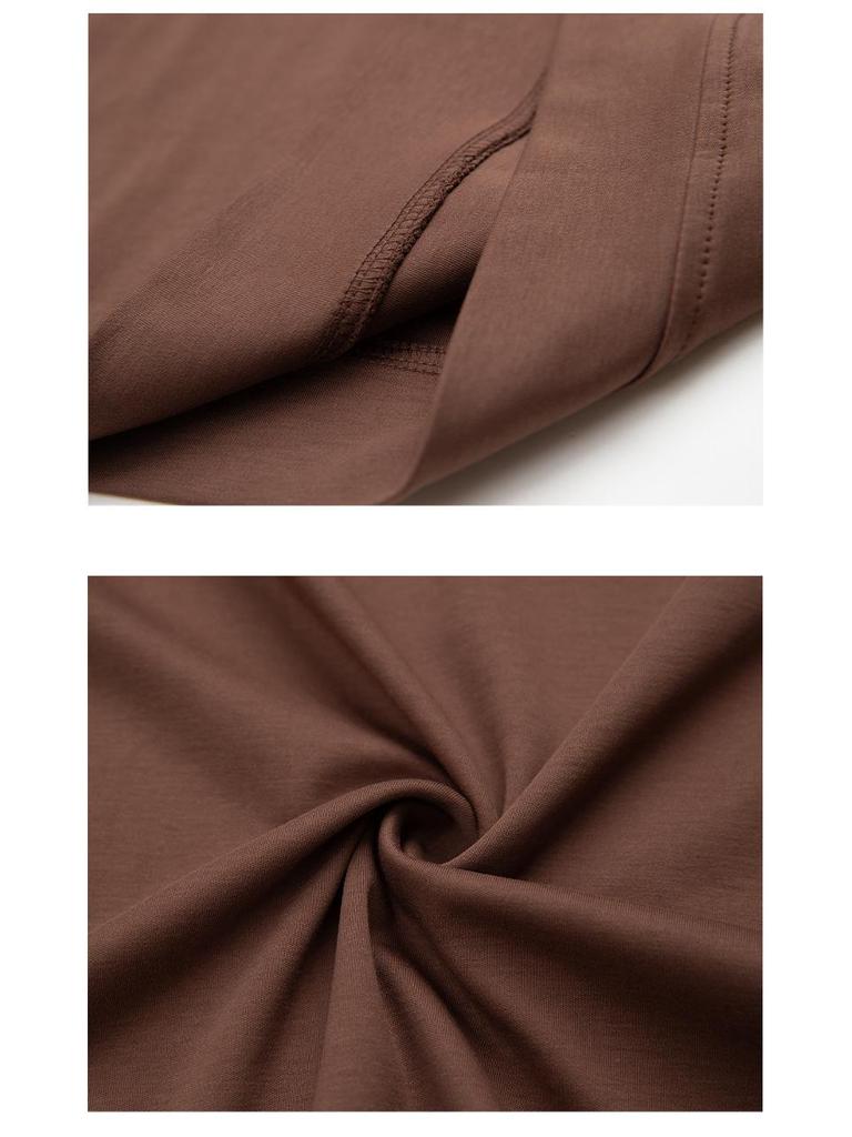 Damen Übergröße Langarm Schlankmachendes Baumwoll-Top - Unifarben, Herbststil für Mütter mittleren Alters