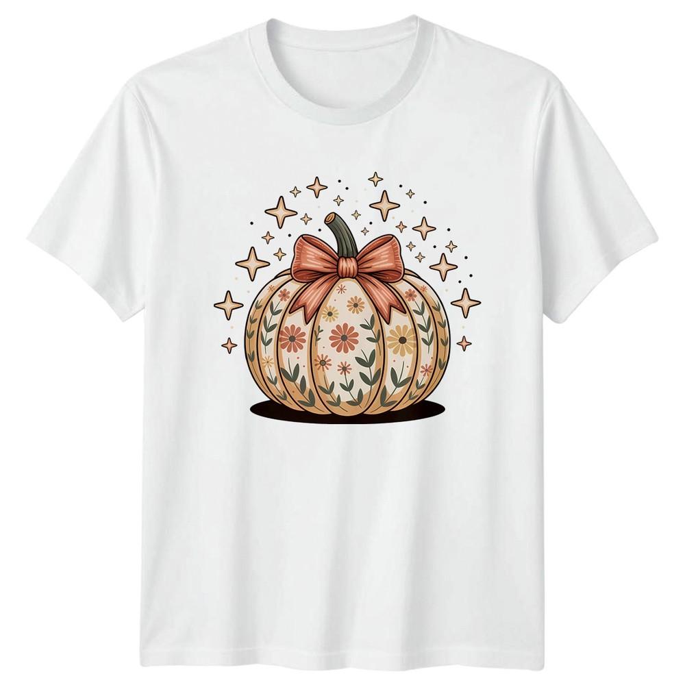 Fall In Love With Autumn Unisexs TShirt Boho Floral Pumpkin Fall Gift For Her S