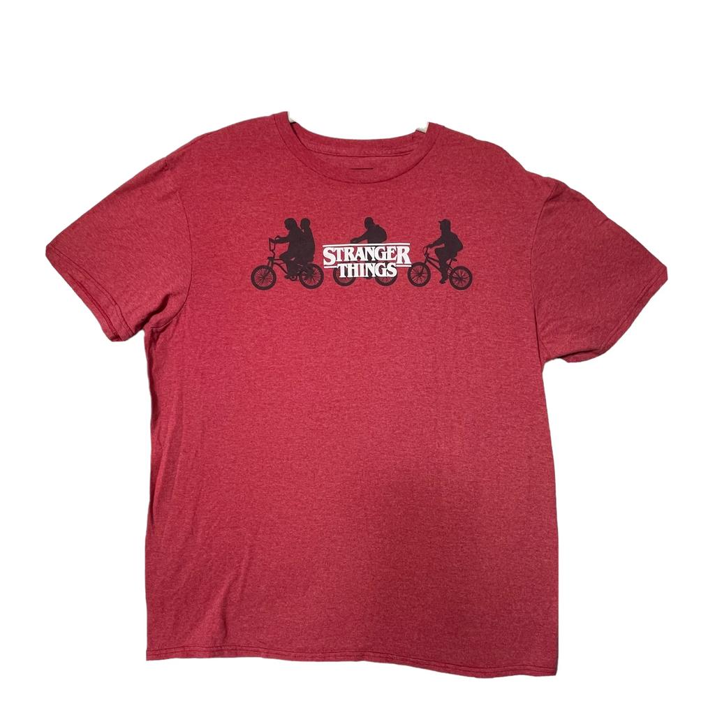 STRANGER THINGS T-Shirt Mens Large Red Netflix Series Short Sleeve Bicycle