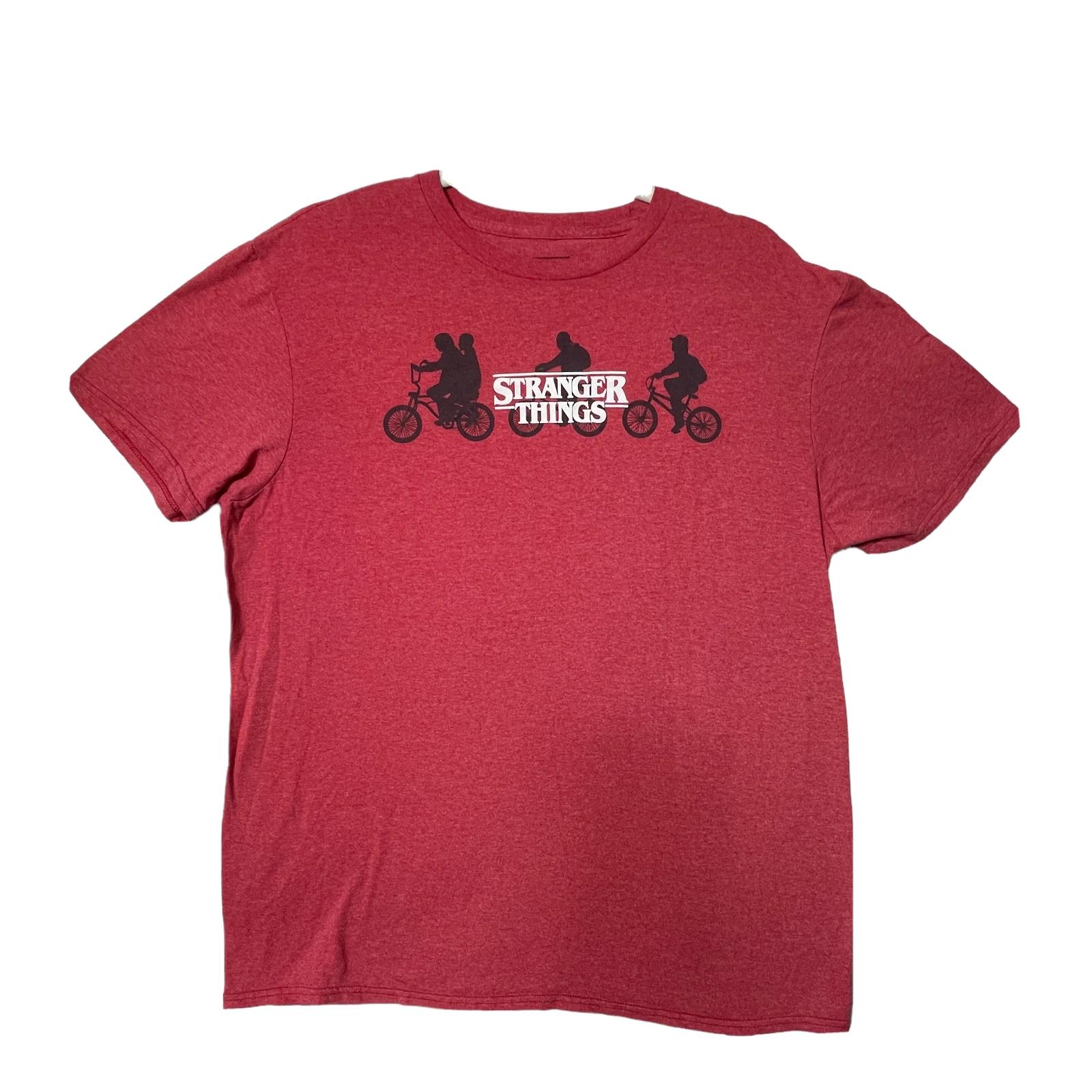 STRANGER THINGS T-Shirt Mens Large Red Netflix Series Short Sleeve Bicycle S