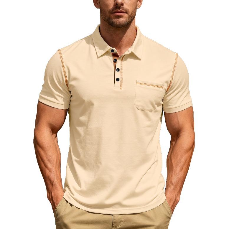 European, American Summer New Solid Color Men's Short Sleeves In Stock, Casual Business Sports Lapel Polo Shirt