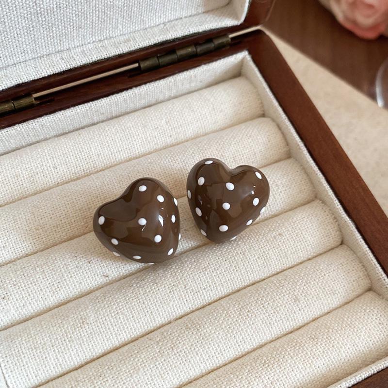 Geometric Leopard Print Heart Flower Stud Earrings - Retro & Versatile Luxury for Women