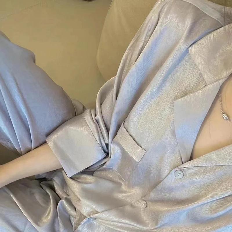 Lazy Temperament Eleganter schwarzer Damen-Pyjama Klassische feste Fischgräten-Twill-Nachtwäsche Neues Herbst-Damen-Nachthemd