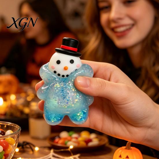Calm Down Tools for Home Christmas Santa Snowman Squeeze Stress Ball, Slow Rising Soft TPR Balls Fidget Toy Anxiety Relief, Cute Holiday Decompression