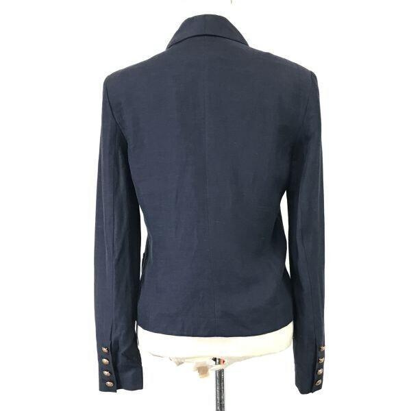 Excellent Condition NATHALIE CHAIZE Tuxedo Collar Jacket 38 M Women Navy Buttonless Jumper(USED)
