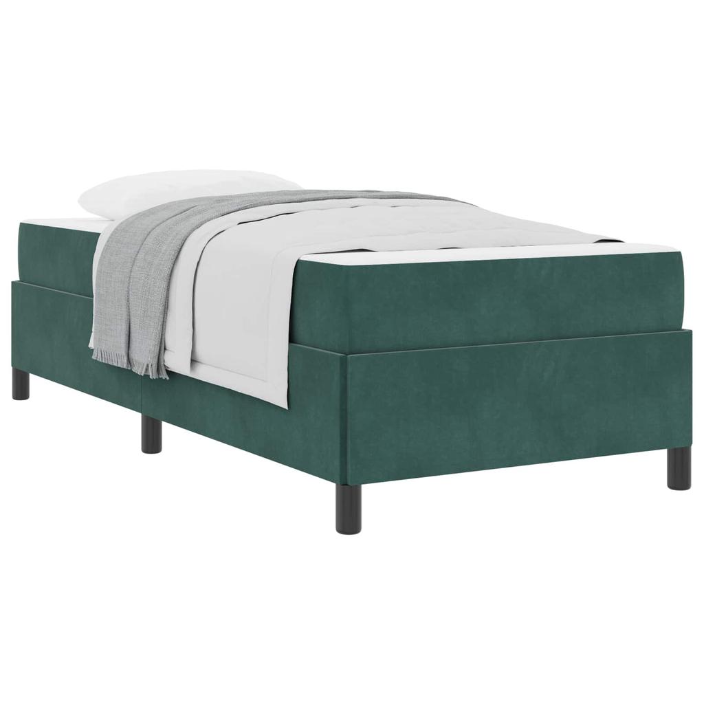 Bed Frame with Mattress Dark Green 90 x 200 cm Fabric