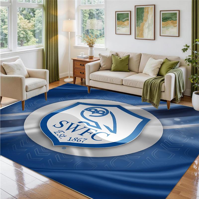 Sheffield Wednesday Design Crystal Velvet Rug Soft Decorative Mat for Bedroom Entrance