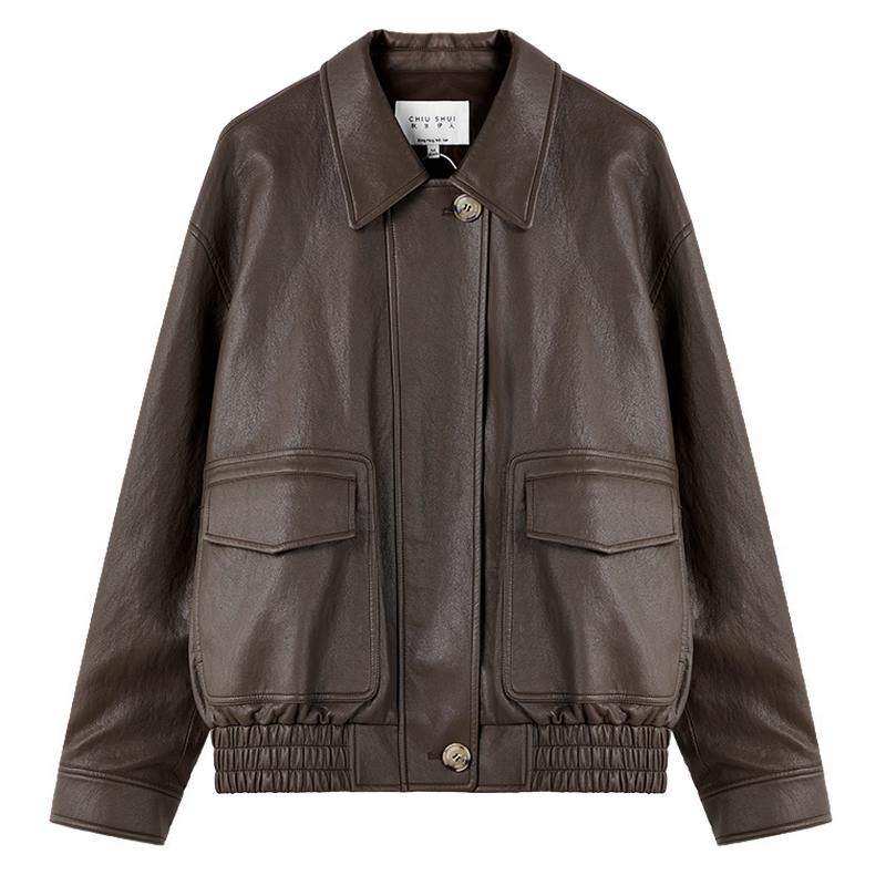 Qiushui Yiren Classic Coffee Lapel Jacket S