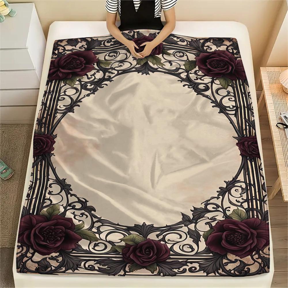 Couverture en flanelle imprimée avec des motifs vintage et magnifiques, Haute qualité, Confortable pour toutes les saisons, Décoration intérieure, Chaleur et confort, Parfait pour les cadeaux de Noël