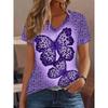 Women's Butterfly Pattern T-shirt Fashion Casual Short Sleeve V-neck Regular Tops Daily Hawaiian New Summer Tops