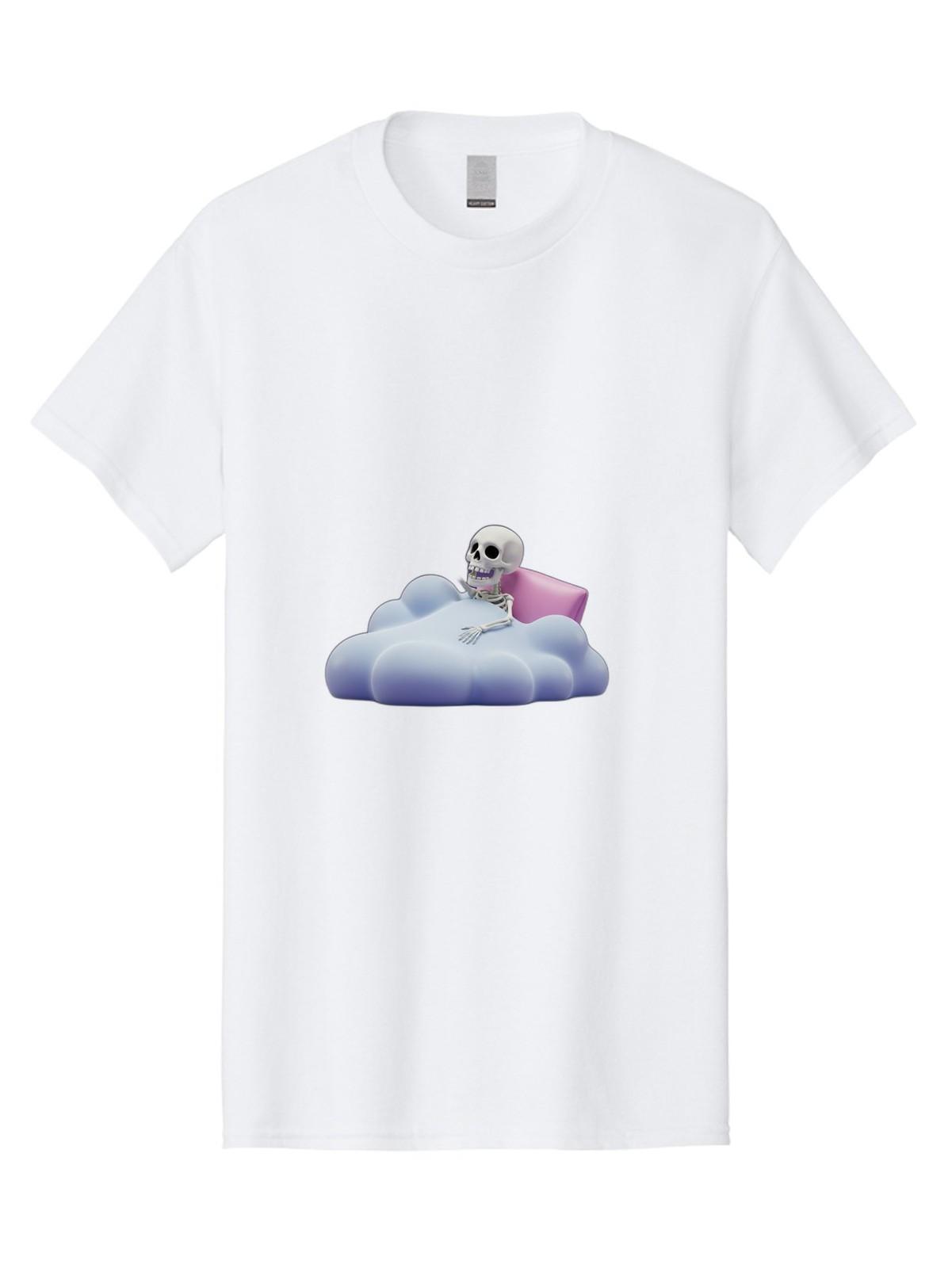 Skeleton-On-Cloud Mens Graphic Tee, 100% Cotton, Casual Summer Wear S