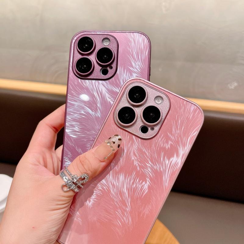 Premium jednokolorowe etui na telefon z gazy piórkowej pasujące do iPhone 16 Pro Max 15 14 Plus 13 12 Pro z osłoną ochronną na obiektyw