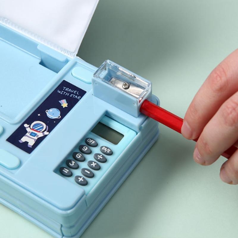 Wielofunkcyjny Piórnik Z Kalkulatorem Temperówką Piórnik o Dużej Pojemności Kreskówkowy Pojemnik na Długopisy Dla Ucznia Uczennicy Dziecka