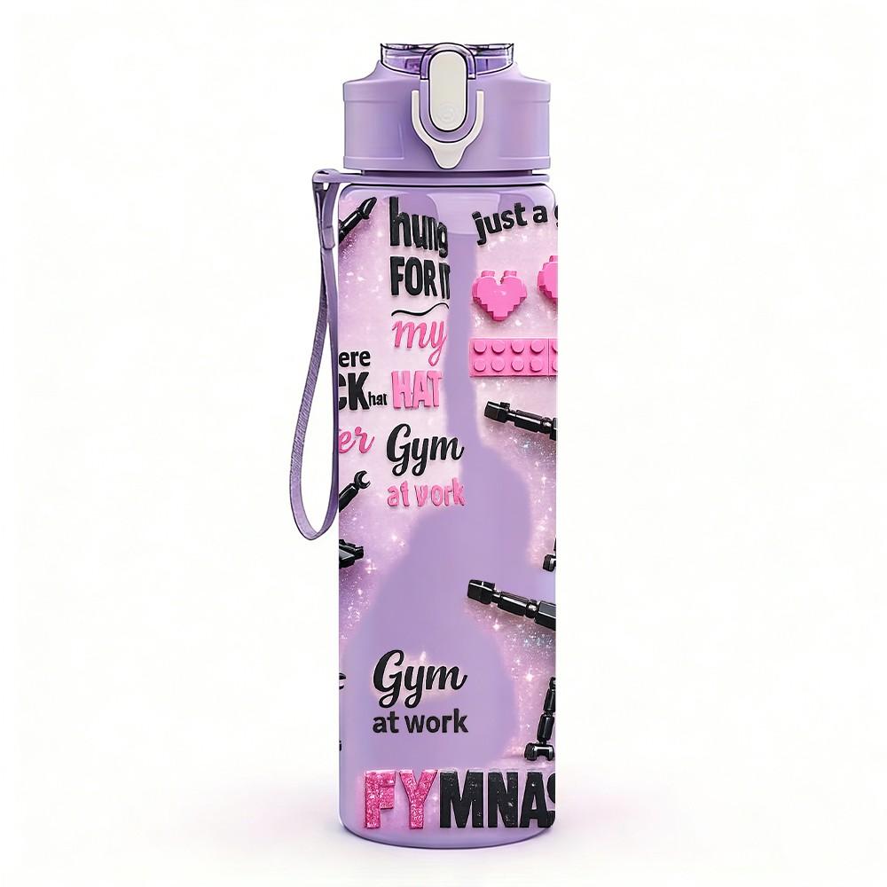 1PC Cheer Girl Sport Slogan Text Print 750ml Color Plastic Sports Water Bottle Leakproof Flip Straw Lid Suitable for Sports Office Home Use