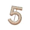 Spille Brooch Numero 5 Strass Classico Perla di Cristallo Brooch Geometrici alla Moda Gioielli per Donna Unisex Spille da Revers