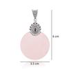 Handmade Rose Quartz Disk Pendant: Sterling Silver Garnet Accent