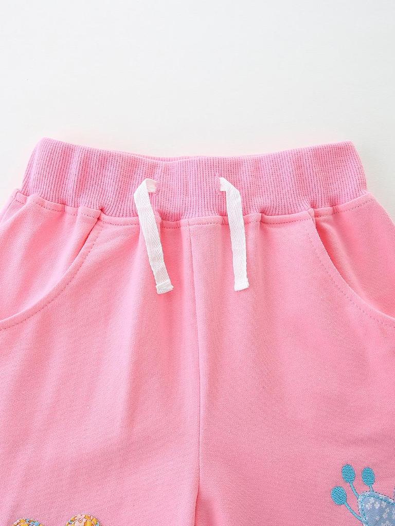 European & American Style Girls' Summer Cotton Sports Shorts - Casual Fit for Kids