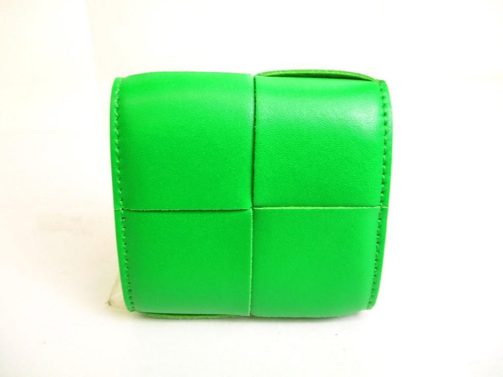 Authentic BOTTEGA VENETA Intrecciato Green Leather Cassette Folded Coin Purse #9950  Refurbished