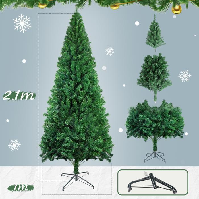 Sapin de Noël artificiel - NETTLIFE - 210 cm - Vert - Branches denses - Diamètre 100 cm