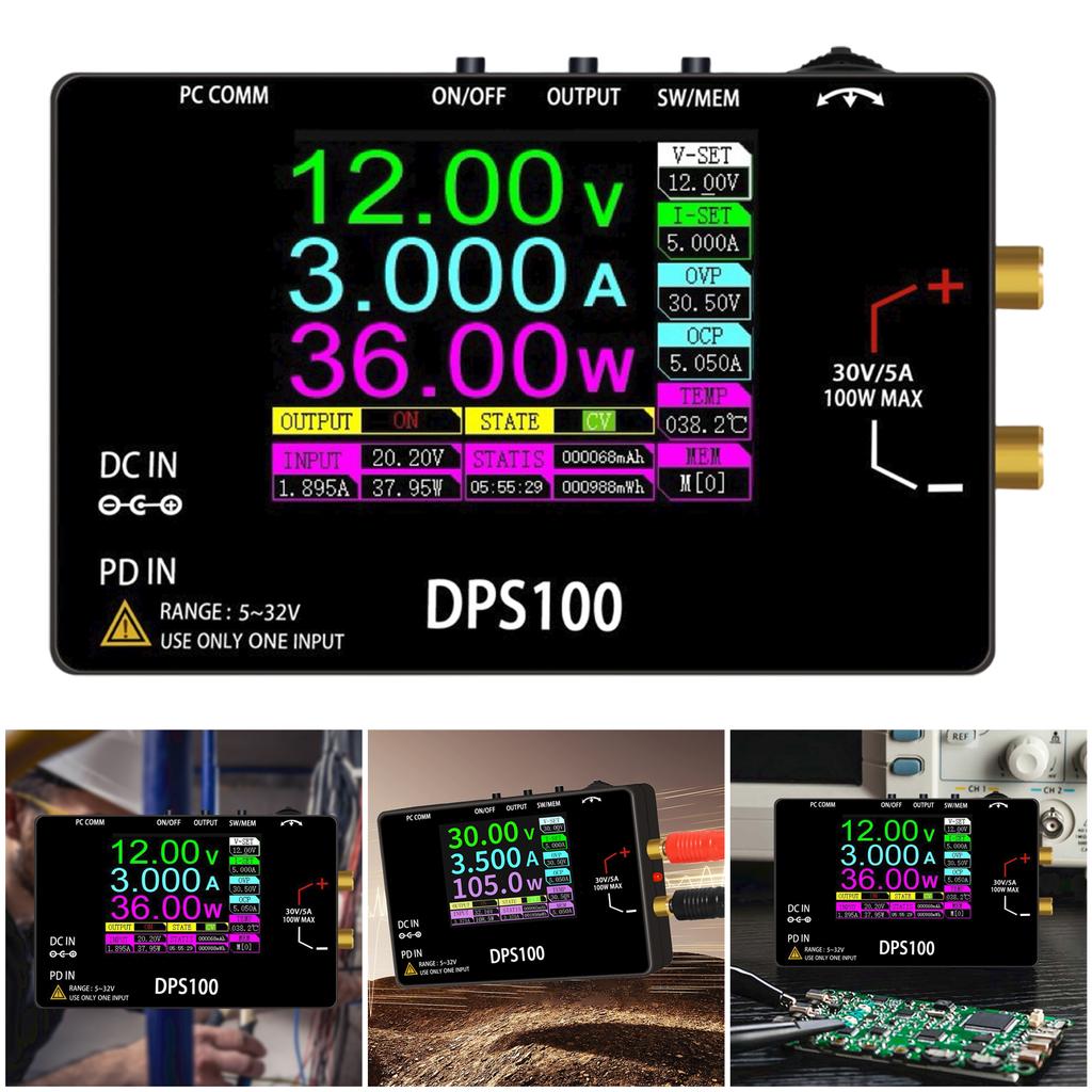 DPS100 Pocket Size Bench Switching 30V 5A 100W Max Programmable Voltage Regulator Power Supply DC LAB Supply Power Supplies