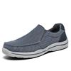 Men Khaki Canvas Shoes Slip On Driving Shoes Casual Blue Wide Head Cloth Shoes for Farther Plus Size Lightweight
