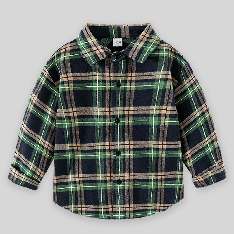 

2026 Kids Versatile Plaid Shirt - Korean Style, Loose Fit for Medium & Large Children, Spring & Autumn Collection. 160 cm