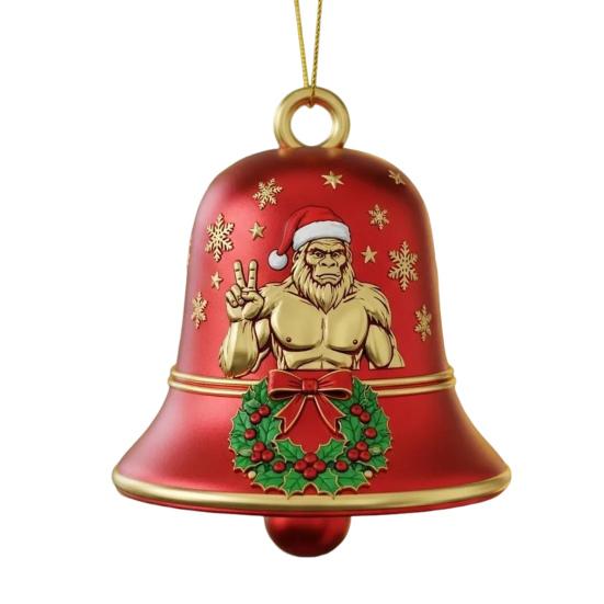 Big Foot Christmas Bell Ornament Metal Bell Christmas Tree Hanging Pendant Holiday Stocking Stuffers Gifts for Big Foot Lovers