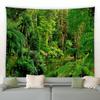 Tropical Jungle Green Leaf Landscape Tapestry Natural Mountain River Plant Tree Wall Hanging Picnic Mat Room Home Decoration