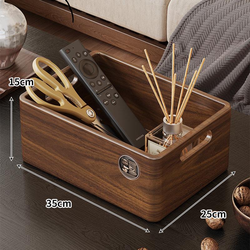 Chinese Style Solid Wood Desktop Organizer: Living Room Storage for Snacks, Keys, Remotes, and Cosmetics