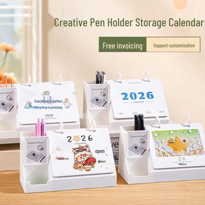 2026 Jahr des Pferdes Acryl Stiftehalter Kalender - Anpassbares Schreibtischornament