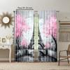 2Pcs Eiffel Tower Printed Window Curtain Rod Pocket Window Treatment For Bedroom Office Kitchen Living Room Study Home Decor_ai9