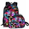 Schädel Dreiteiliges Set Rucksäcke Für Jungen Und Mädchen Beste Geschenke 2D Flacher Cartoon Schulrucksack Für Kinder