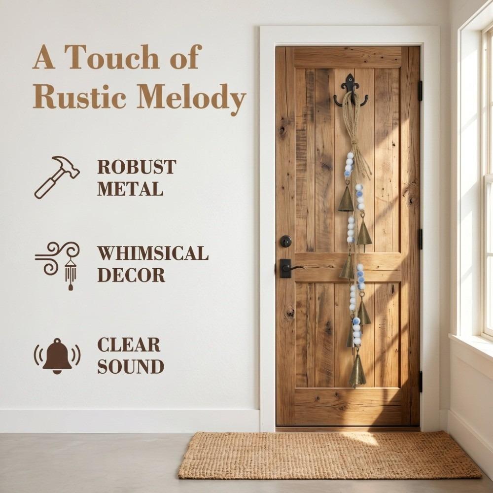 Metal Rustic Metal Cowbell Built-in Metal Clapper Vintage Gold Wind Chime Party Scene Layout