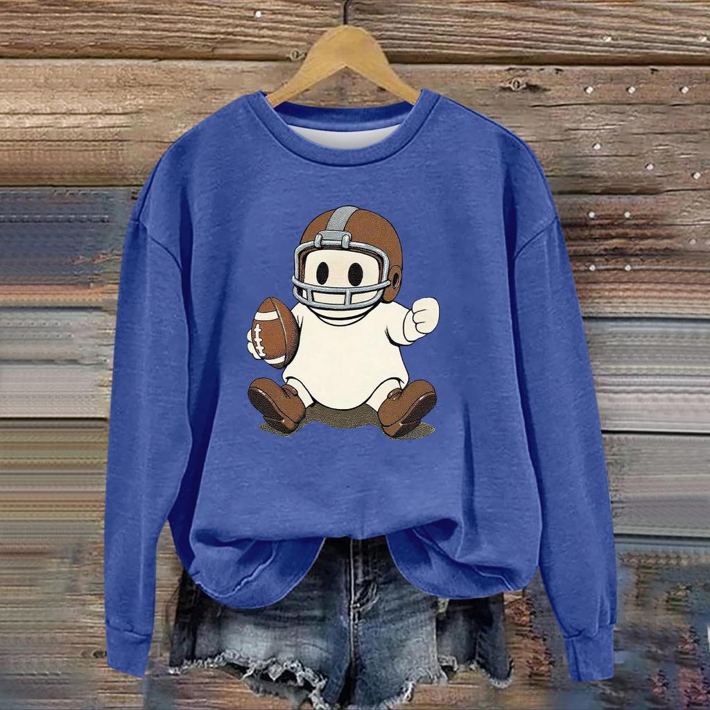 Women's Fashion Long Sleeve Halloween Print Round Neck Sweatshirt Top