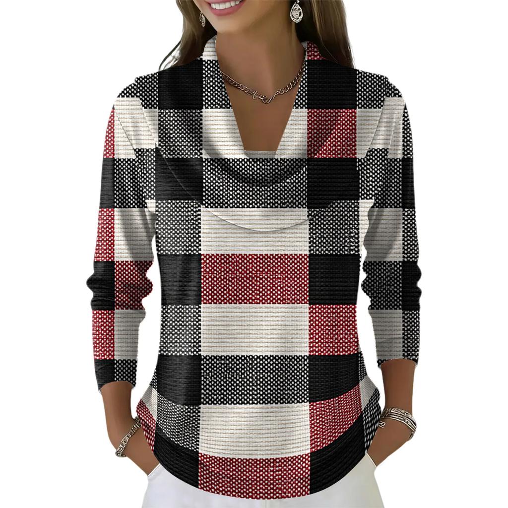 Dámský ležérní a módní svetr s dlouhým rukávem a potiskem, kulatým výstřihem