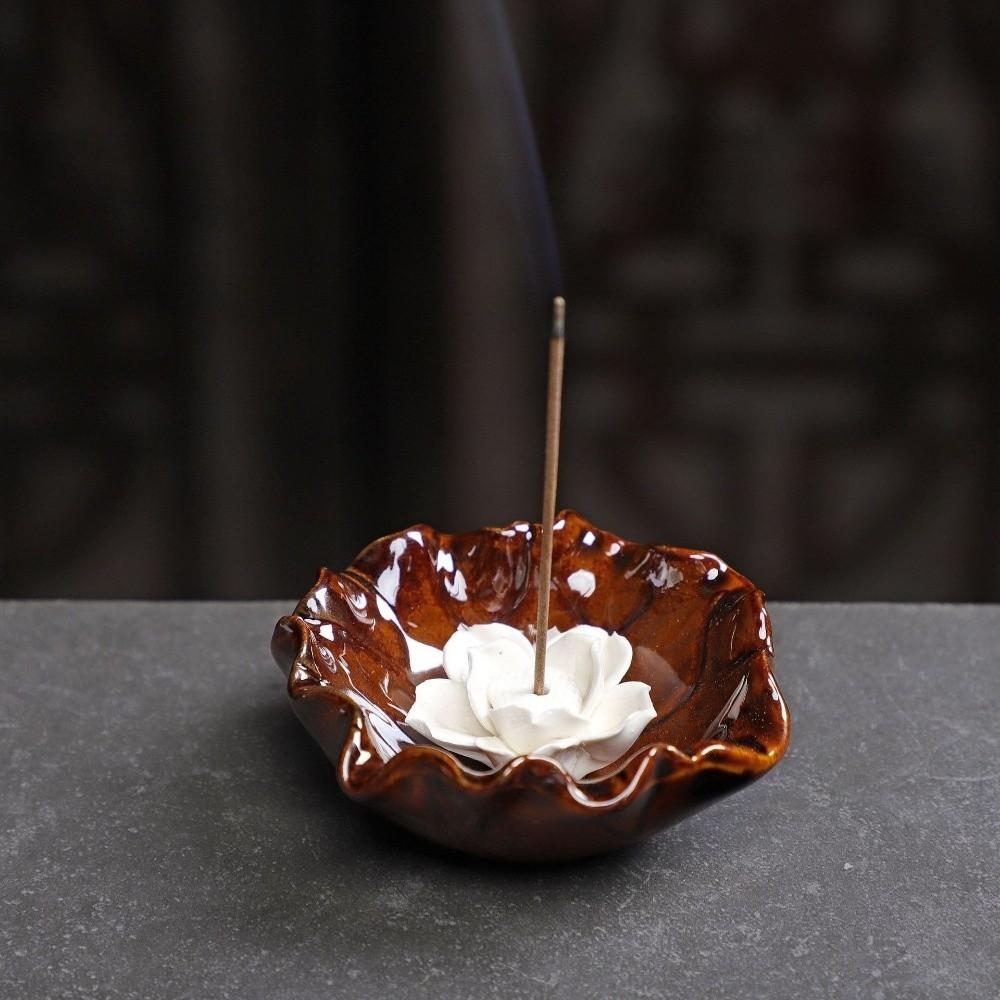 Flower Design Incense Burner Ceramic Incense Burning Tray Home Decoration Incense Stick Holder Zen