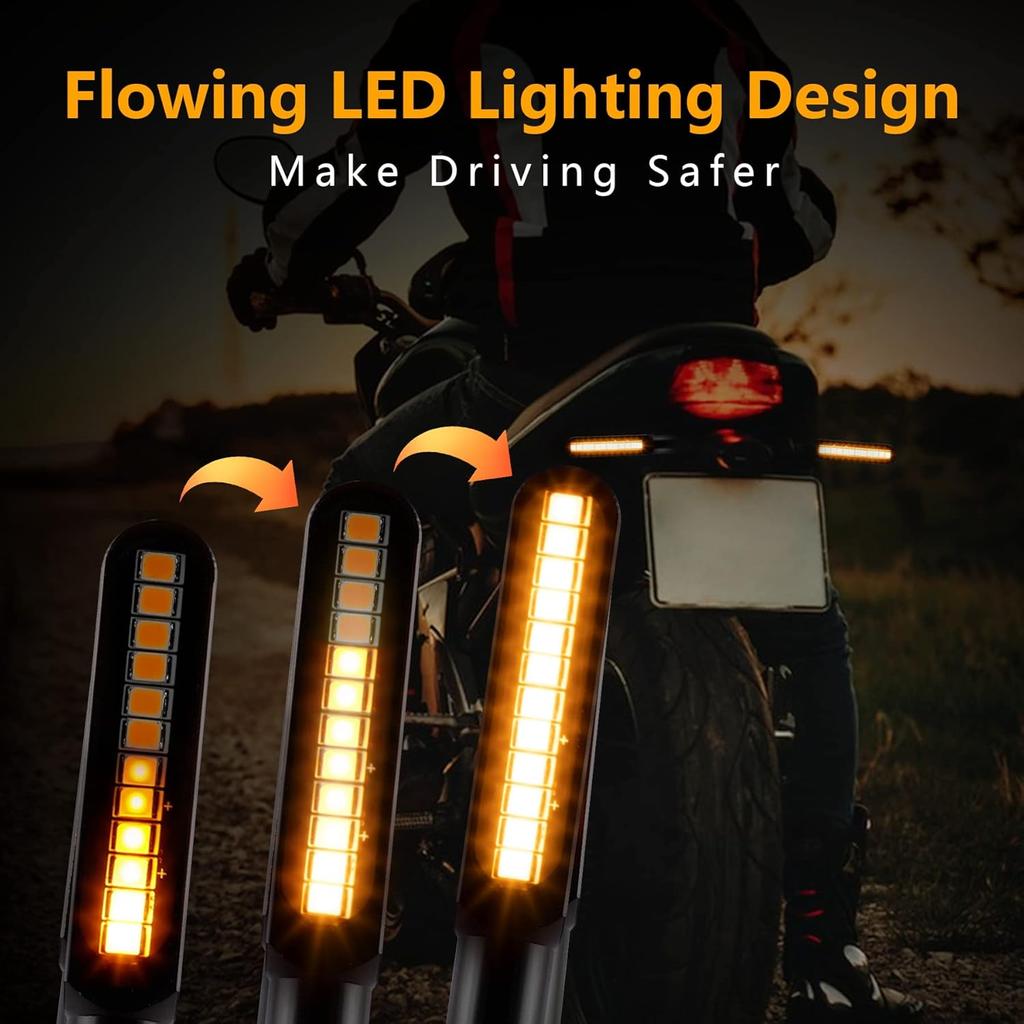 2PCS Flowing LED Motorcycle Turn Signal Lights, Aluminum Alloy 12V Super Bright Motorbike Front Rear Blinkers Indicators Fit For Harley Honda KTM