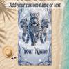 Leopard Theme Soft Beach Towel Personalized Custom Name Text Towel Portable for Beach Pool Travel