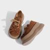 Big head muffin small man platform brown single shoes new retro platform small leather shoes women Maillard