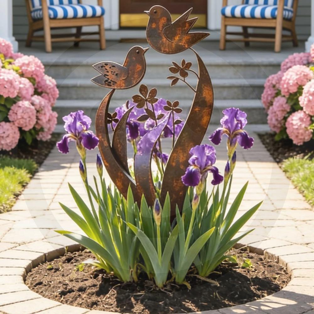 

Wrought Iron Bird Garden Stake with Real Rust Finish Yard Sign Country Style Flower Stake Decorative For Outdoor Garden Planters China Mainland