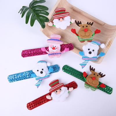 Vánoční náramek Slap Barevné LED Svítící Santa Claus Sněhulák Panenka Soba Nastavitelné Děti Dospělí Snap Band Party Potřeby