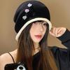 Autumn and winter hats women's cold hats big head circumference versatile knitted thin crimped outdoor stacking hats women's winter