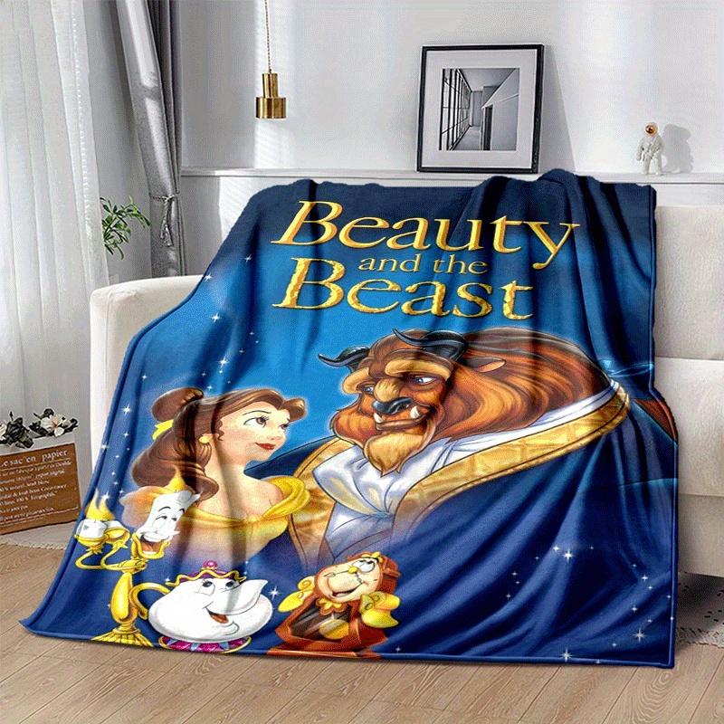 1pc Beauty and The Beast Printing Blanket - Soft, All-Season Throw for Office Blanket,  | Personalized Gift with Adorable Cartoon Design