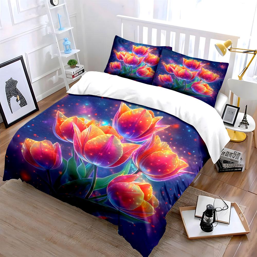 Set Tulipani Luminosi per Decorazione, Decorazione Camera da Letto per Bambini e Adulti, Squisito Set Lenzuola Tre Pezzi Regalo