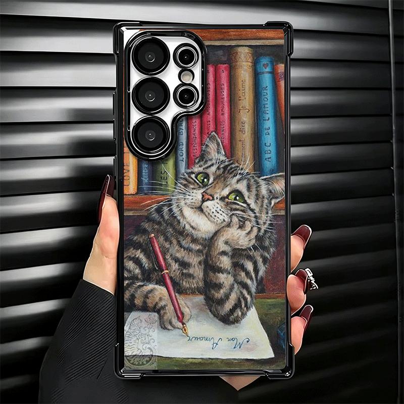 Funny Cats Fashion Style Plating Phone Case For Samsung Galaxy S24 S25 FE S26 Edge S23 Ultra S22 S21 Plus S20 Anti-Fall Airabag
