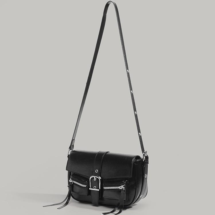 2025 Summer Trendy Double-Pocket Punk Hot Girl Style Cool Motorcycle Bag for Women, Versatile Commuting Shoulder and Crossbody Bag