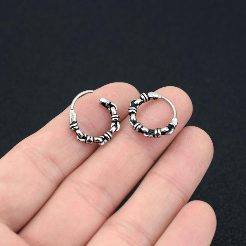 Vintage earrings gender neutral earrings rope buckle personality punk dark wind titanium steel earrings hip hop trend couple