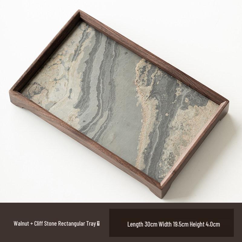 Light Luxury Chinese Walnut Wood Tray: Retro Dinner Plate, Fruit Bowl, Tea Tray, Coaster, Tea Set Accessory