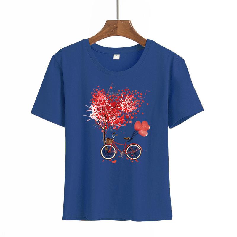 Women Summer Short Sleeved T-shirt Ladies Trendy Casual Pullover Round Neck Printed Top