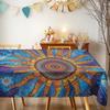 Mandala Sunburst Rectangle Table Cloth for Table Decor Kitchen Dining Waterproof Reusable Tablecloth for Table Indoor Outdoor